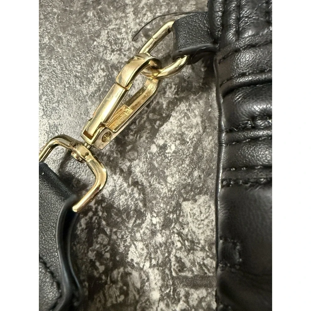 Steve Madden Black Embossed Logo Large Wristlet Clutch Bag